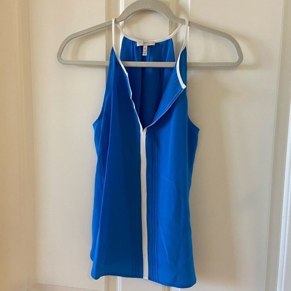 Joie Silk Blue & White Sleeveless Tank Top V Neck XS Blouse - Picture 3 of 5